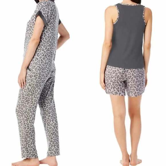 Lucky Brand Women’s 4-Piece Pajama Set in Gray Leopard Size XXL - Picture 3 of 6